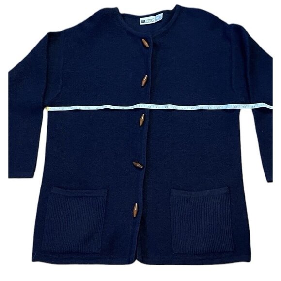 VTG Russ Australia Navy Toggle Grannycore Oversize Cardigan Pockets 100% Wool M - Picture 5 of 5